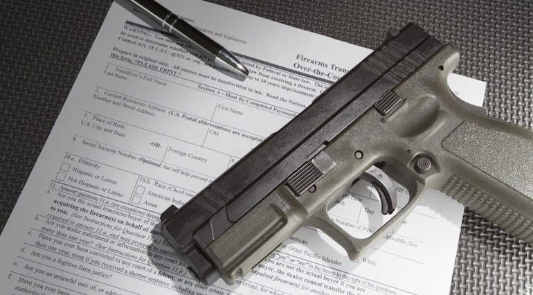 ATF Form 4473 with a handgun